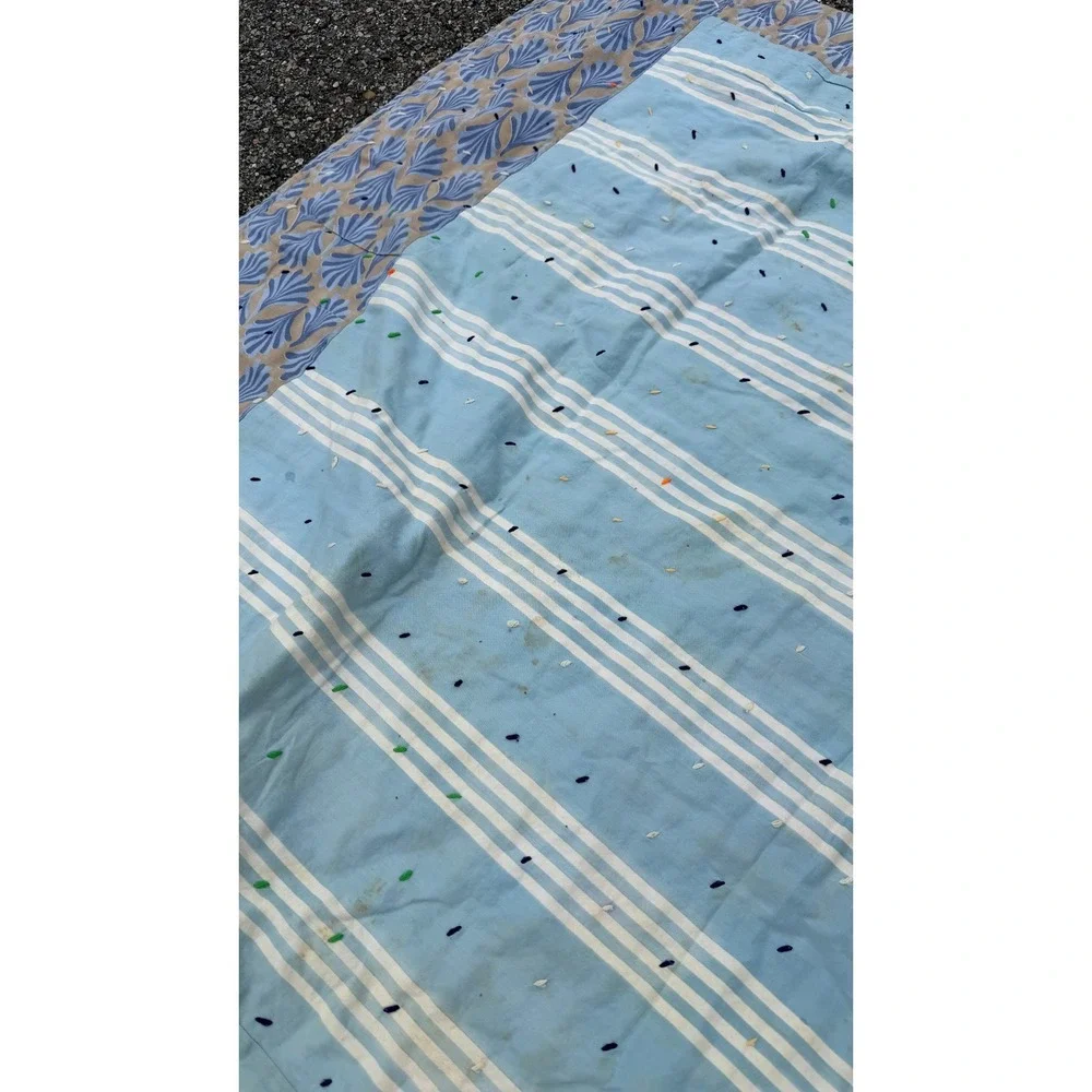Vintage Handmade Tied Patchwork Quilt Pink Tan Gingham Polka Dot 54x74